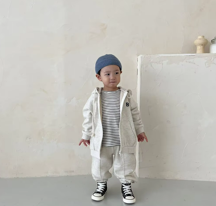 The Maverick - Baby Boy Jacket Hoodie + Elastic Sweatpants Jogger Set