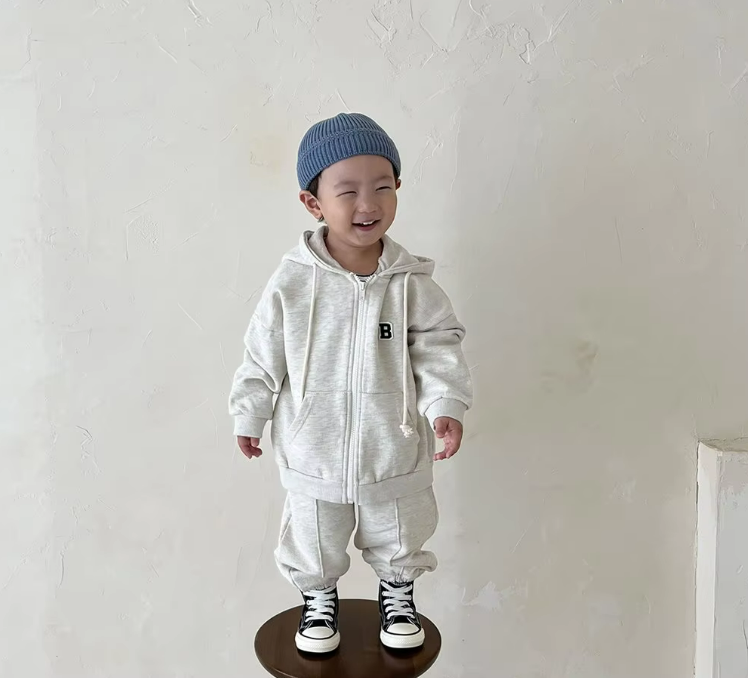 The Maverick - Baby Boy Jacket Hoodie + Elastic Sweatpants Jogger Set