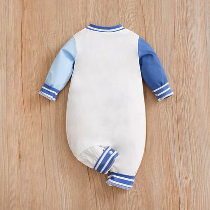 The Thomas - Baby Boy Blue and White Bear Pattern Jumpsuit