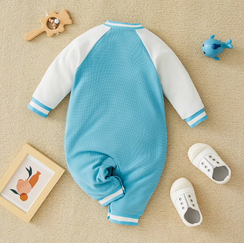 The Nolan - Baby Boy Baseball Long-Sleeved Letter Long Sleeves And Trousers Jumpsuit