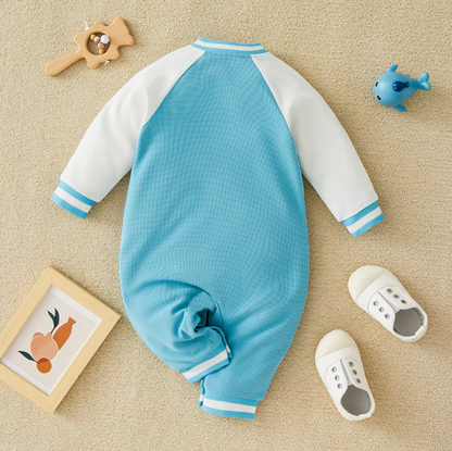 The Nolan - Baby Boy Baseball Long-Sleeved Letter Long Sleeves And Trousers Jumpsuit