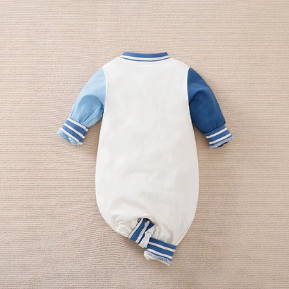 The Roman - Baby Boy  Cute Baseball Suit Teddy Bear Embroidered Cotton Bodysuit