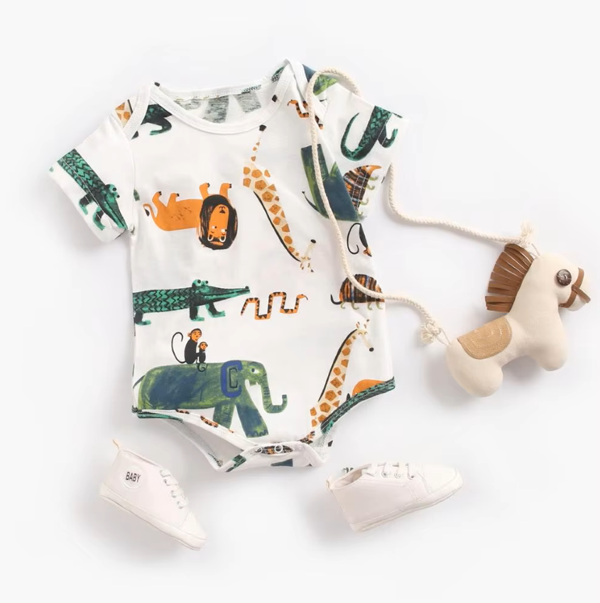 The George - Baby Unisex Short Sleeve Cute Cartoon Romper