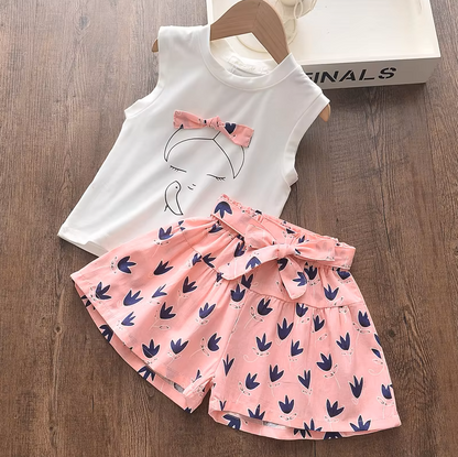 The Lucy - Baby Girl Ribbon Casual Suits Top and Shorts