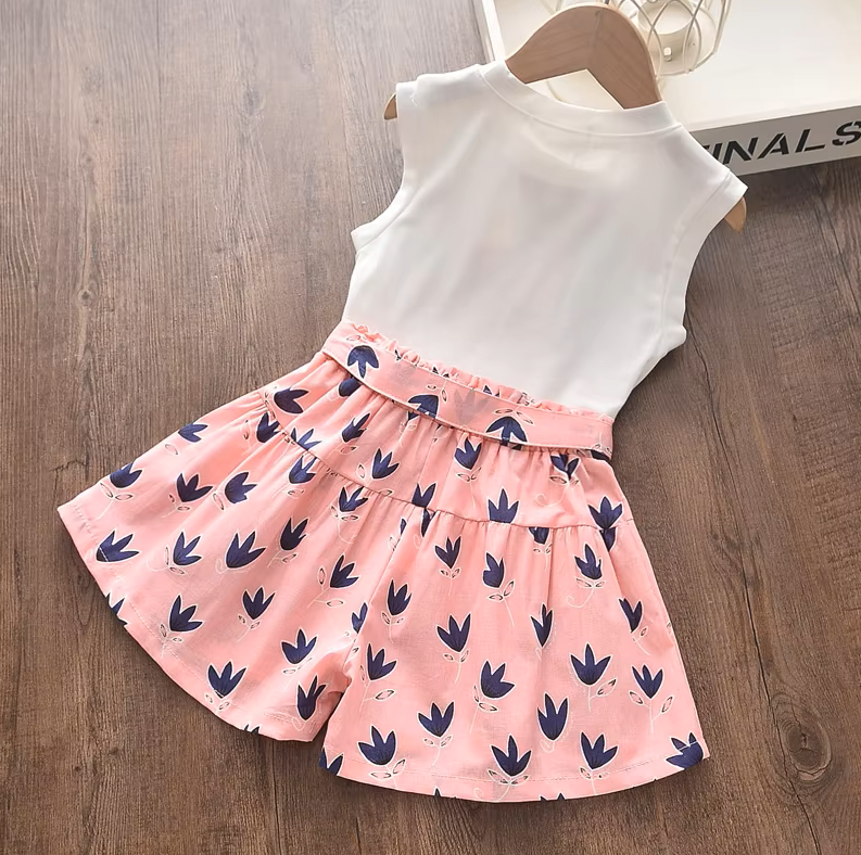 The Lucy - Baby Girl Ribbon Casual Suits Top and Shorts