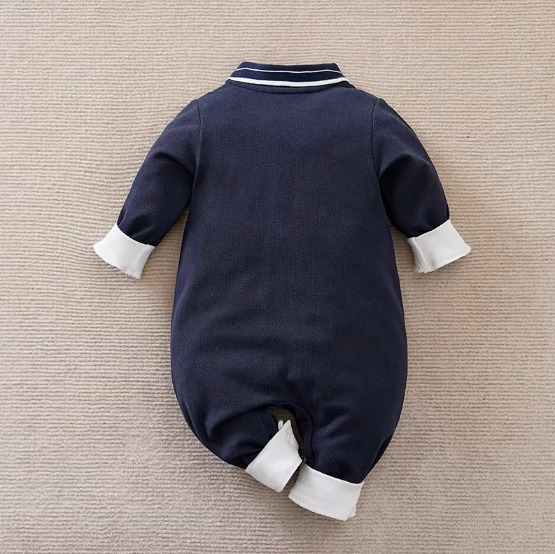 The Willow - Baby Boy Literary Style Pony Embroidered Long Sleeve Bodysuit