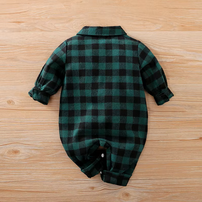 The Rhett - Baby Boy Green Plaid Rompers