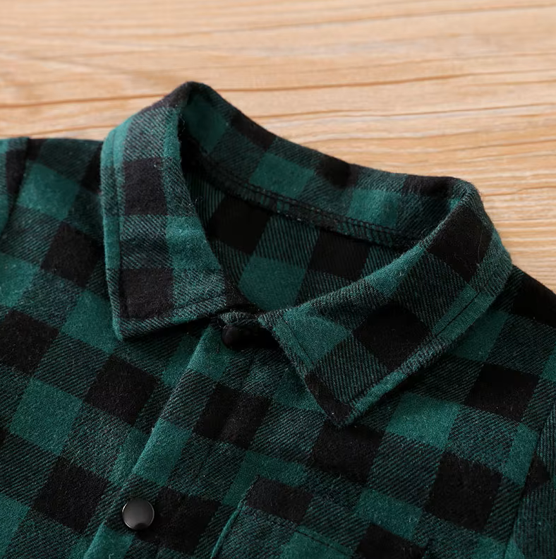 The Rhett - Baby Boy Green Plaid Rompers