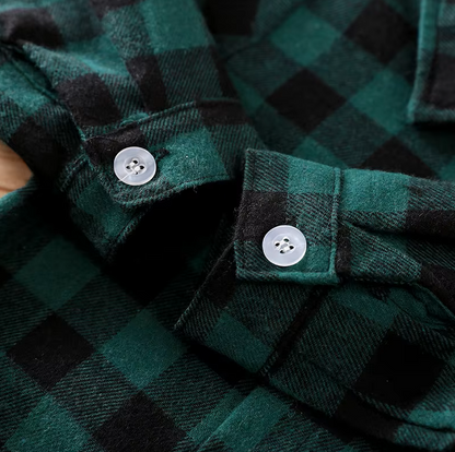 The Rhett - Baby Boy Green Plaid Rompers