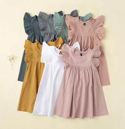 The Maya - Baby Girl Flying Sleeve Tie-back Dress