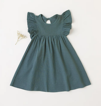 The Maya - Baby Girl Flying Sleeve Tie-back Dress