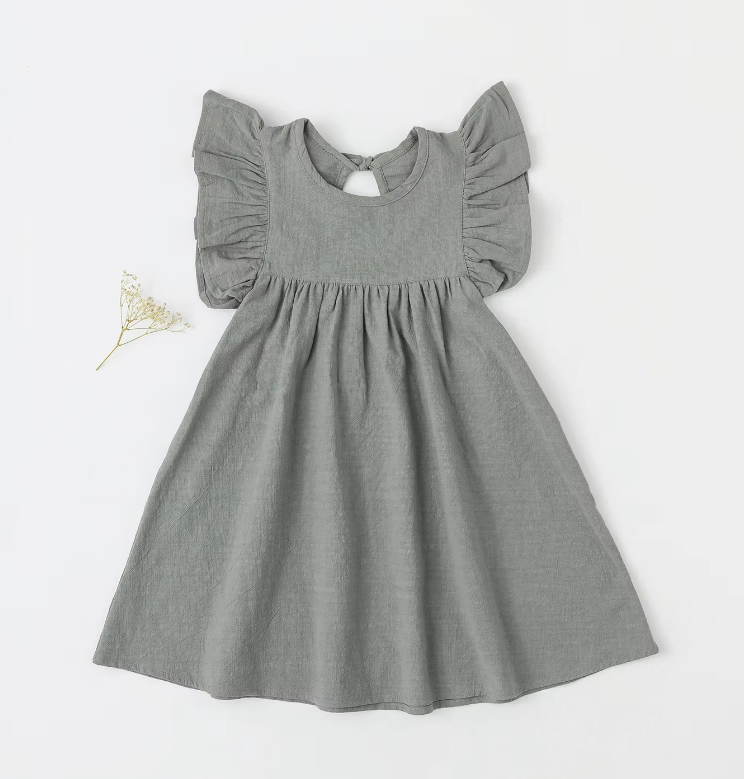 The Maya - Baby Girl Flying Sleeve Tie-back Dress