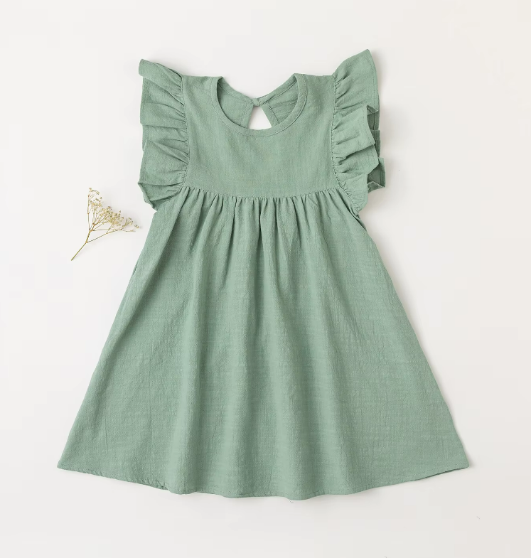 The Maya - Baby Girl Flying Sleeve Tie-back Dress