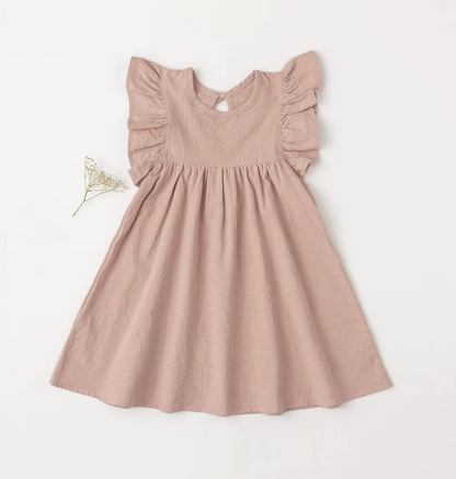 The Maya - Baby Girl Flying Sleeve Tie-back Dress