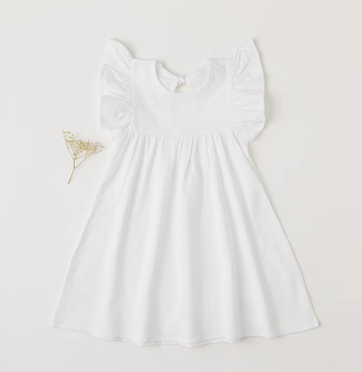 The Maya - Baby Girl Flying Sleeve Tie-back Dress