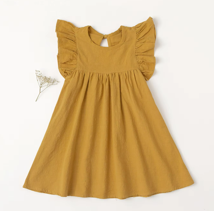 The Maya - Baby Girl Flying Sleeve Tie-back Dress