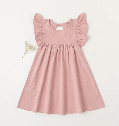 The Maya - Baby Girl Flying Sleeve Tie-back Dress