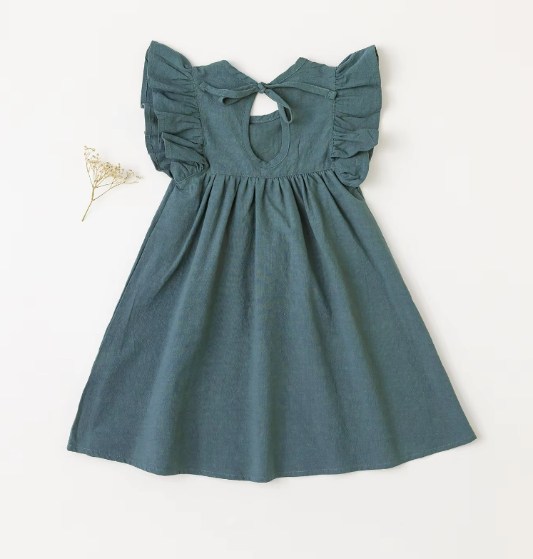 The Maya - Baby Girl Flying Sleeve Tie-back Dress