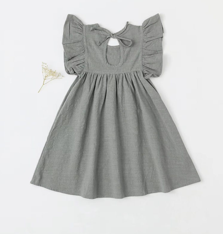 The Maya - Baby Girl Flying Sleeve Tie-back Dress