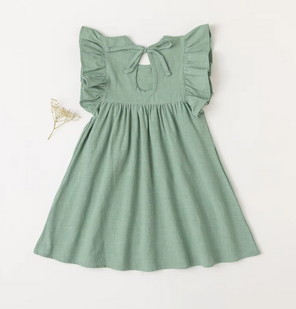 The Maya - Baby Girl Flying Sleeve Tie-back Dress