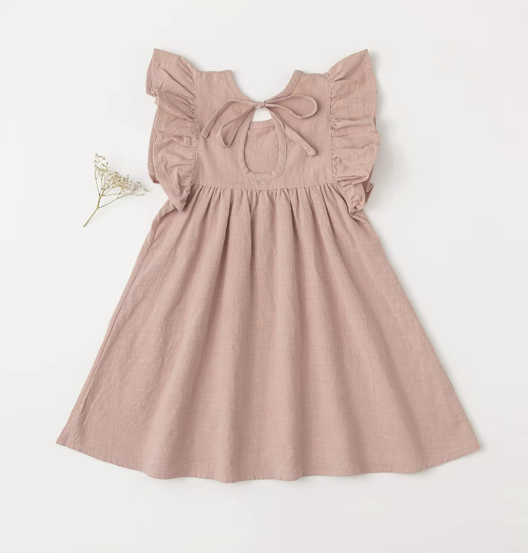 The Maya - Baby Girl Flying Sleeve Tie-back Dress