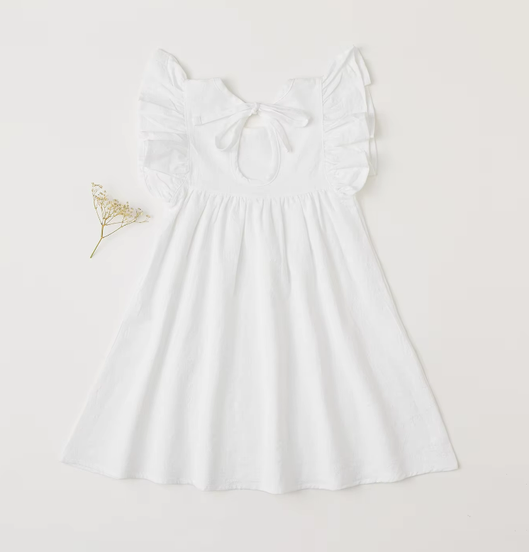 The Maya - Baby Girl Flying Sleeve Tie-back Dress