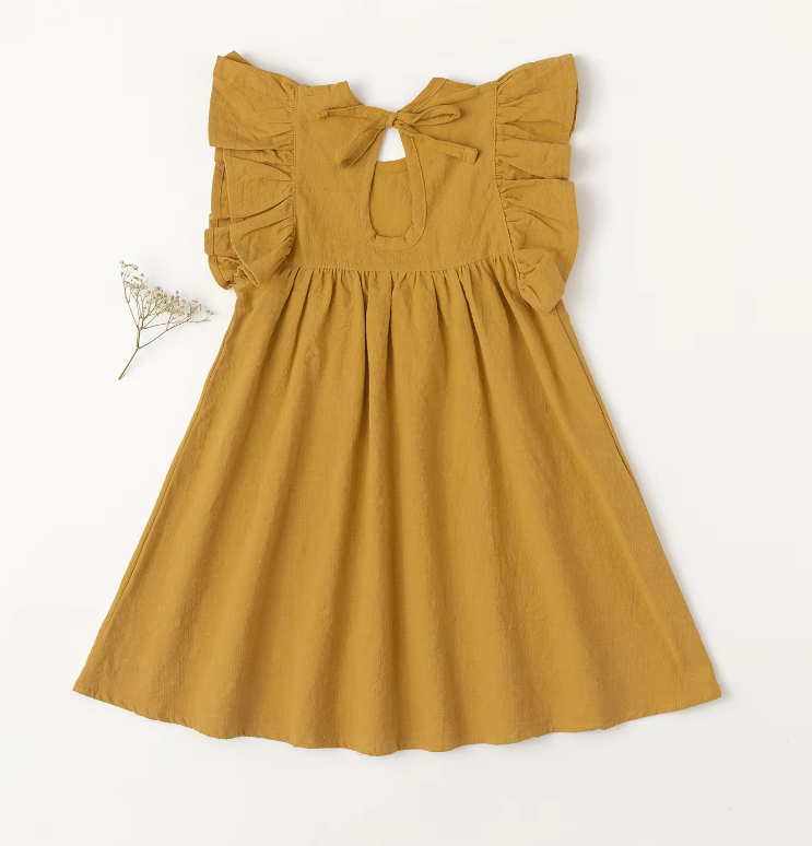 The Maya - Baby Girl Flying Sleeve Tie-back Dress