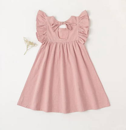 The Maya - Baby Girl Flying Sleeve Tie-back Dress