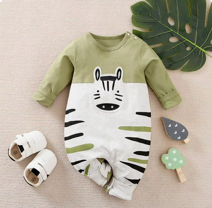 The Kaiden - Baby Boy Cute Zebra Embroidered Bodysuit