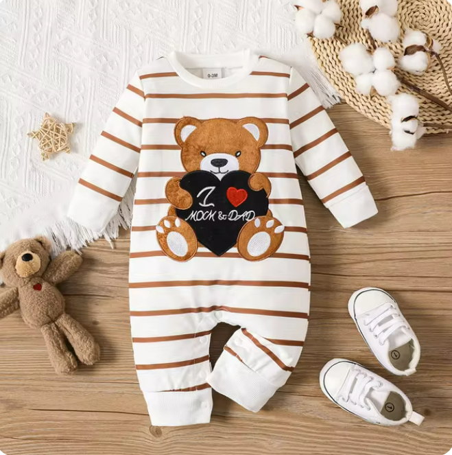 The Judah - Baby Boy Long Sleeve Plaid Mini Bear Romper