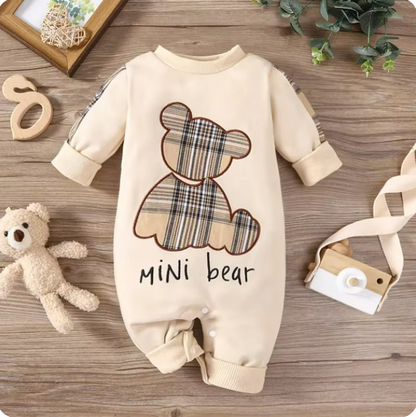 The Judah - Baby Boy Long Sleeve Plaid Mini Bear Romper