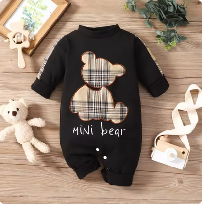 The Judah - Baby Boy Long Sleeve Plaid Mini Bear Romper