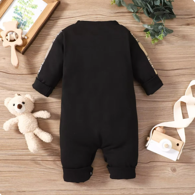 The Judah - Baby Boy Long Sleeve Plaid Mini Bear Romper