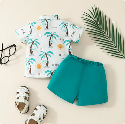 The Ryker - Baby Boy Coconut Tree Print T-Shirt + Shorts