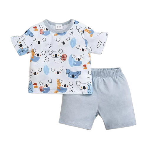 The Alejandro - Baby Boy Animal Koala Full Print Comfortable Short Sleeve Set