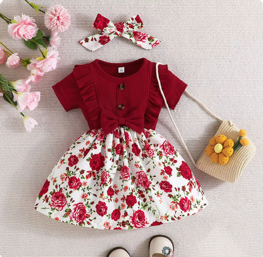 The Lillian - Baby Girl Short Sleeve Cute Floral Dress