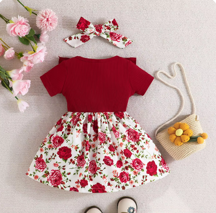 The Lillian - Baby Girl Short Sleeve Cute Floral Dress