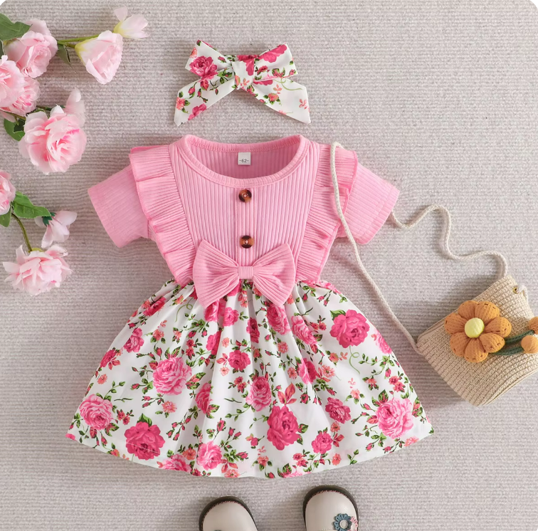 The Lillian - Baby Girl Short Sleeve Cute Floral Dress