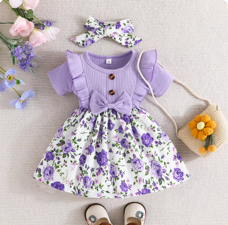 The Lillian - Baby Girl Short Sleeve Cute Floral Dress