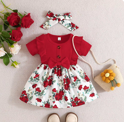 The Lillian - Baby Girl Short Sleeve Cute Floral Dress