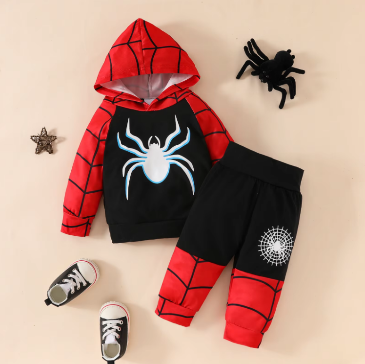 The Peter - Baby Boy Spider Print Hoodie + Pants