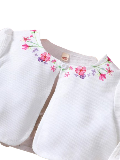 The Addison - Baby Girl  Two Piece Sweet Flower Dress + Cardigan Small Coat