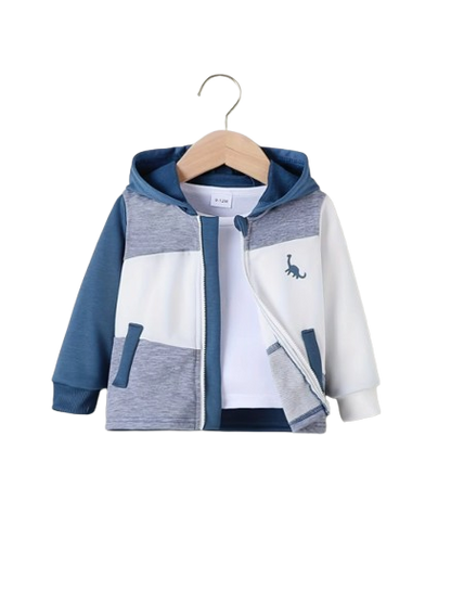 The Brody - Baby Boy Casual Sports Patchwork Little Dinosaur Pattern Hooded Coat