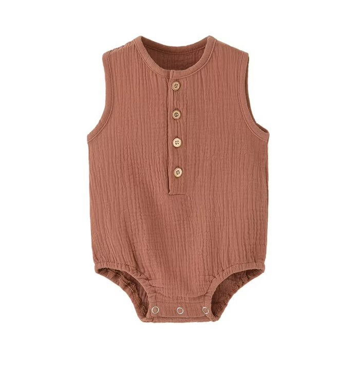 The Millie - Baby Unisex Soft Plain Color Sleeveless Romper