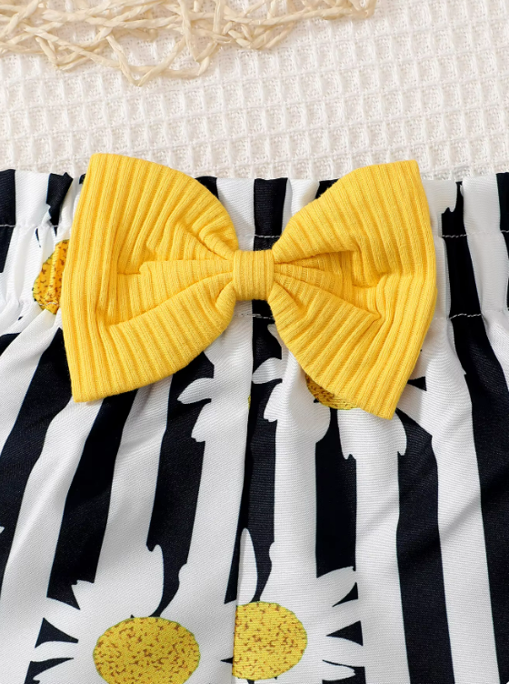 The Sarah - Baby Girl Yellow Floral Printed Bow Dress