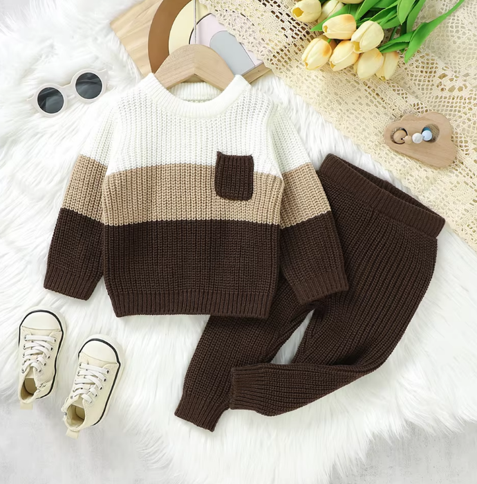 The Xander - Baby Unisex Knitted Long Sleeve Pullovers Jumpers + Trousers