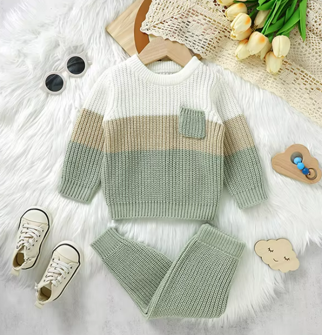 The Xander - Baby Unisex Knitted Long Sleeve Pullovers Jumpers + Trousers