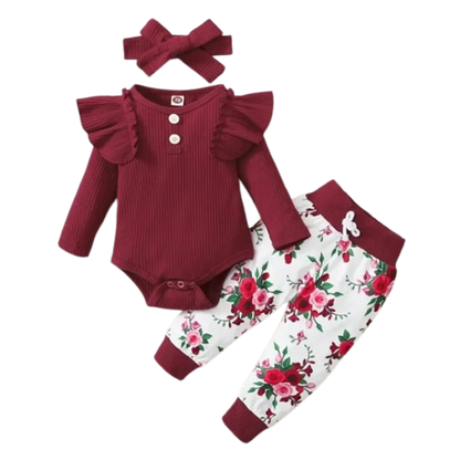 The Sidney - Red/ Maroon Ruffles Romper