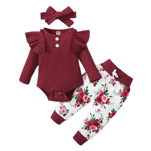 The Sidney - Red/ Maroon Ruffles Romper