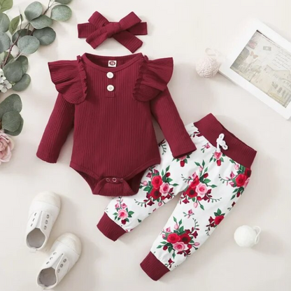 The Sidney - Red/ Maroon Ruffles Romper